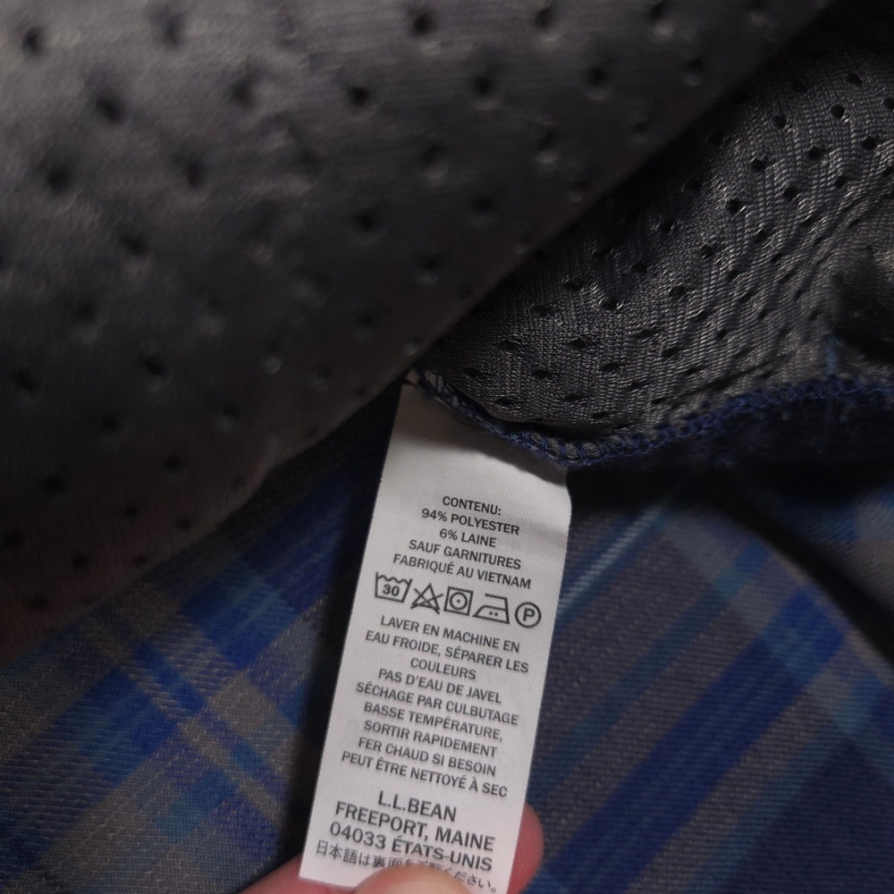 LL Bean Katahdin Performance Flannel Anorak Mens XXL Blue Wool Blend Shacket - Picture 9 of 9
